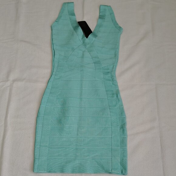 Rachael G Stretch Strappy Dress in Blue-Green Size S. - Picture 5 of 13